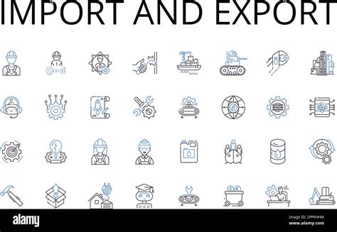 Import And Export Line Icons Collection Trade Commerce Transaction