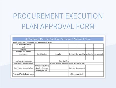 Procurement Execution Plan Approval Form Excel Template And Google