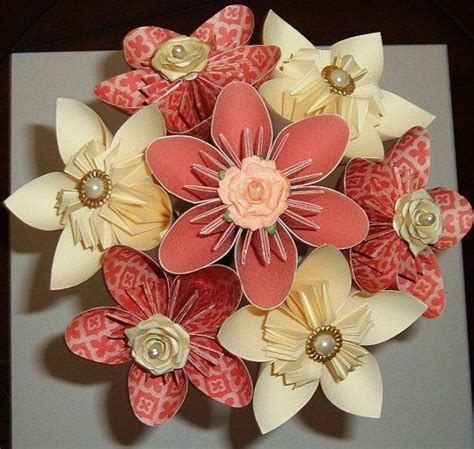 Paper Flower Bouquet 7 Stem Kusudama Origami Peaches And Etsy Paper Flower Bouquet Paper