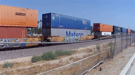 Semi Short Westbound BNSF Single Double Stack Intermodal Train