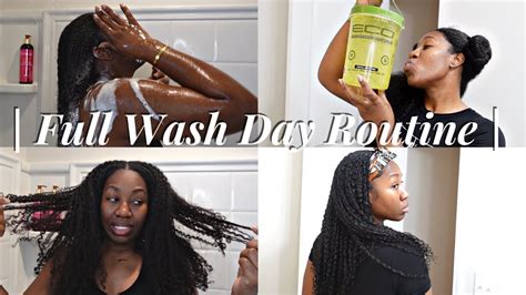 My FULL WASH DAY Routine On LONG NATURAL HAIR Less Breakage