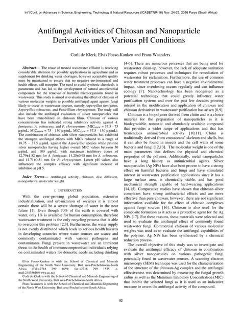 Pdf Antifungal Activities Of Chitosan And Nanoparticle Derivatives