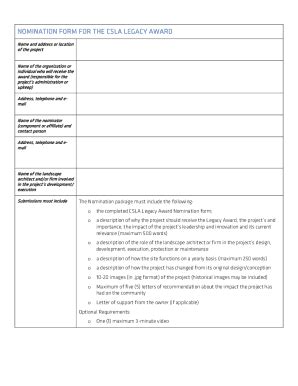 Fillable Online Legacy Award Nomination Guidelines And Form Fax Email