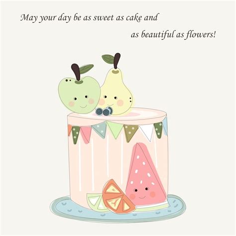 Hermoso Pastel Decorado Con Frutas En Estilo Doodle Postre De