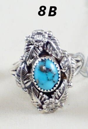 Item 915Z Women S Navajo Morenci Turquoise Foliage Sterling Silver