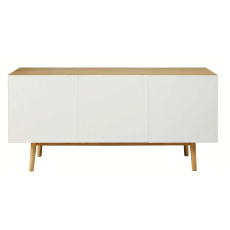 White 3-door sideboard with graphic motifs Cubik | Maisons du Monde