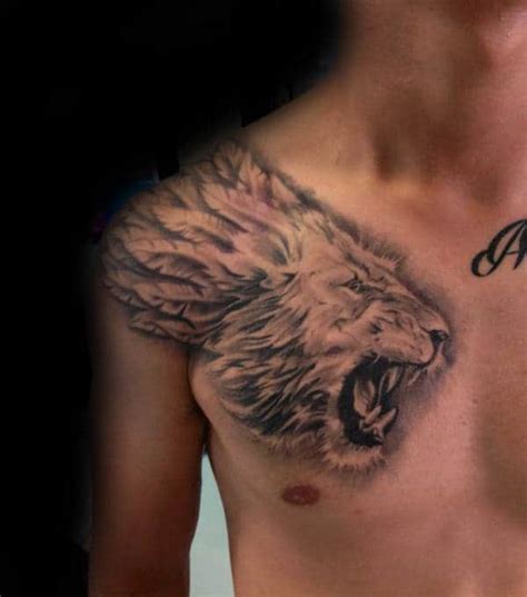 73 Awesome Lion Chest Tattoo Designs for Men