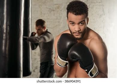 Darkskinned Guy Naked Torso Boxing Gloves Stock Photo Shutterstock