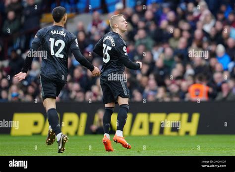 Arsenals Oleksandr Zinchenko Celebrates After Scoring His Sides