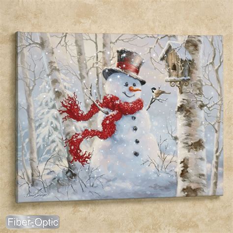 Dona Gelsinger Snowman Lighted Canvas Wall Art Christmas Wall Art