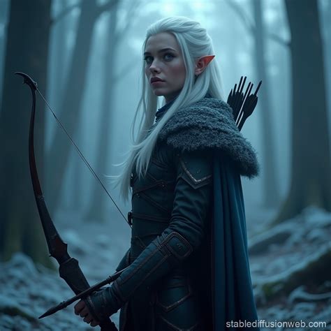 Emilia Clarke As Dark Elf Archer In Misty Forest Stable Diffusion Online