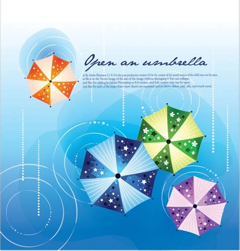 Decorative Background Template Colorful Umbrellas Flat Sketch Vectors