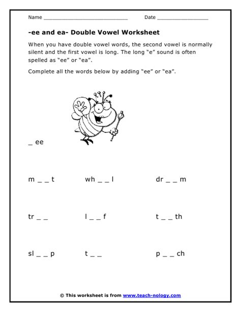 Ee Ea Phonics Worksheets