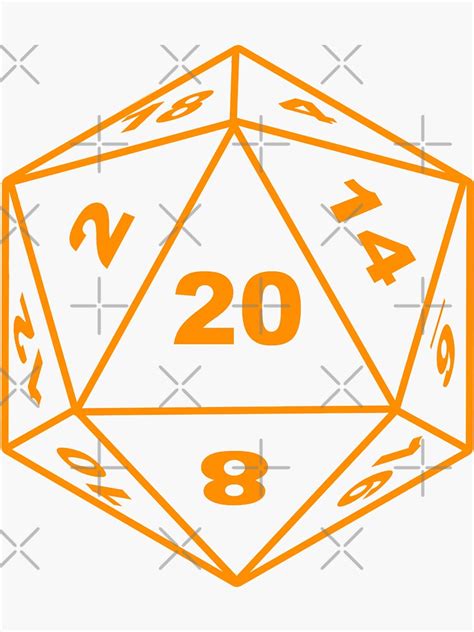 Rpg Dice Orange D20 W20 Pen And Paper Rpg Board Game Pnp Sticker By