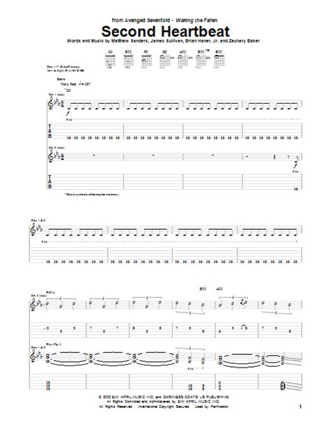 Second Heartbeat By Avenged Sevenfold Sheet Music For Guitar Tab At