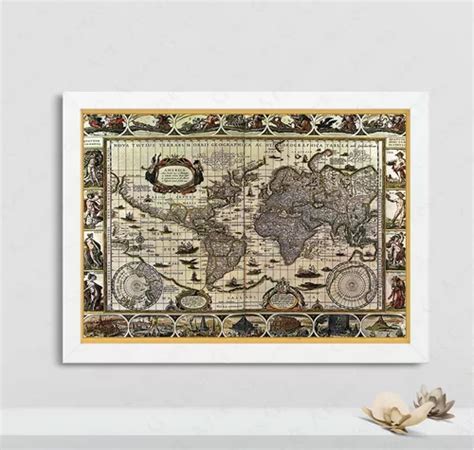 Quadro Mapa Mundi Antigo C D G Moldura X Cm Mebuscar Brasil