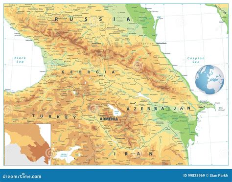 Caucasus Physical Map Isolated On White. No Text Vector Illustration ...