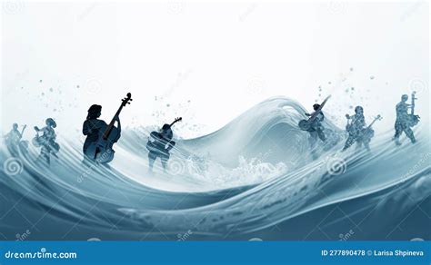 Cartaz De Arte Musical Notas Musicais Violinos Voam Em Ondas Musicais