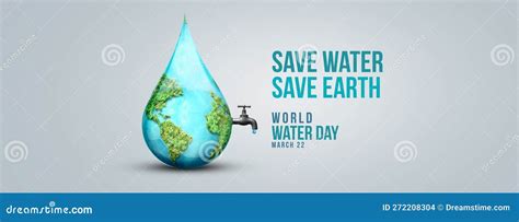 World Water Day Concept. Save Water Save Earth Stock Illustration ...