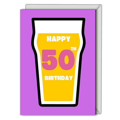 Personalised Cards And Ts Online 50th Birthday Card Pint Beer Glass