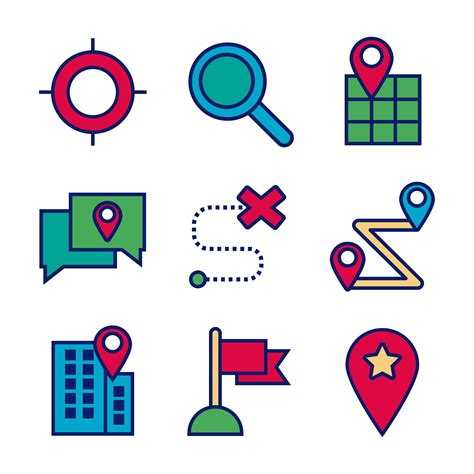 Map And Location Line And Fill Icon Set Vector Art At Vecteezy