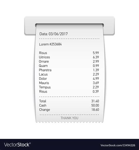 Sales printed receipt slip shopping paper Vector Image