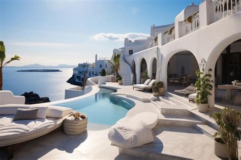 Premium AI Image | Luxurious Beachfront Retreat Santorini Island Ai