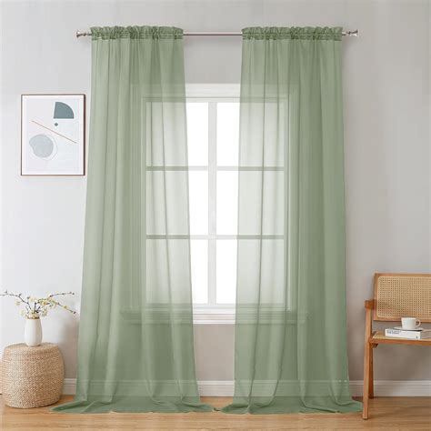 Amazon Ovzme Living Room Sheer Curtains Length Panels Set