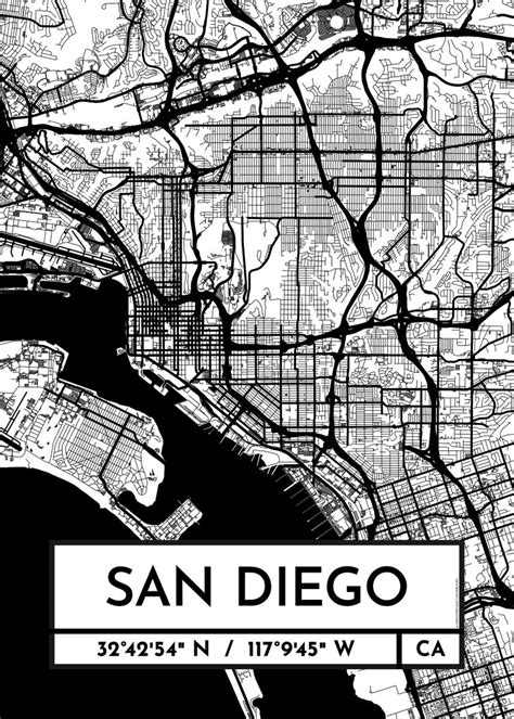 San Diego City Map Design Poster By Viamapia Displate