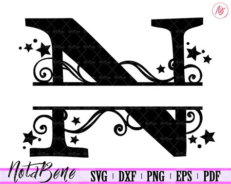 Letter N Split Monogram Svg