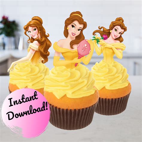 Printable Beauty And The Beast Cupcake Toppers Pdf File Disney