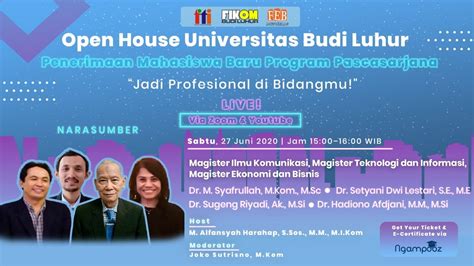 Open House Universitas Budi Luhur Penerimaan Mahasiswa Baru Program