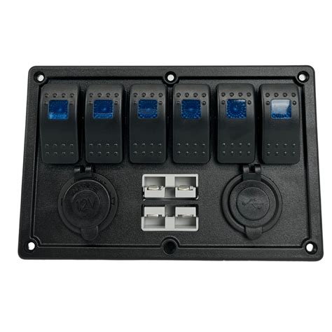 BAINTECH 6-WAY SWITCH PANEL - Dual Anderson/USB/Ciga - Baintech Power Products