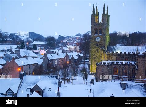 Cathedral of the Peak in snow, Tideswell, Peak District National Stock ...