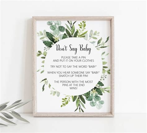 Don T Say Baby Game Succulent Greenery Baby Shower Game Etsy