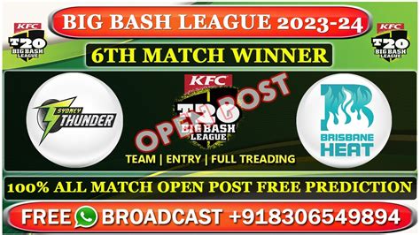 SYT Vs BRH 6th Match Big Bash League 2023 24 Sydney Thunder Vs