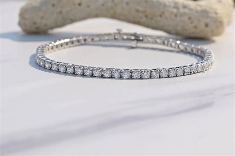 Mm Round Colorless Moissanite Tennis Bracelet Gold Bracelets For