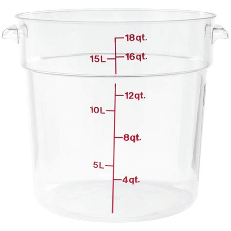 Cambro Camwear® 18 Qt Round Clear Plastic Food Storage Container 14 7