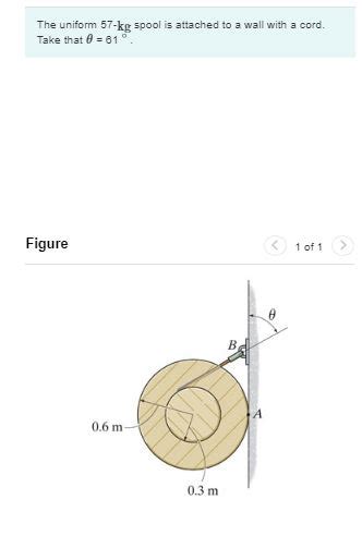 Solved The Uniform 57 Kg Spool Is Attached To A Wall With A Chegg