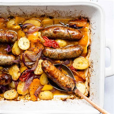 Find A Recipe For Simple Sausage Traybake Sausage And Potato Bake On Trivet Recipes A Recipe