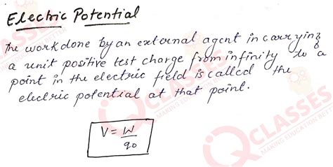 Class Isc Physics Important Notes Chapter Electric Potential