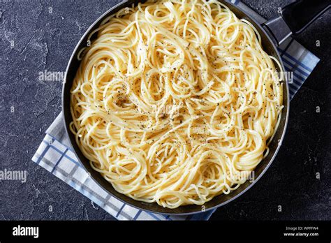 Cacio E Pepe Traditional Italian Dish Of Pasta Spaghetti Mixed With