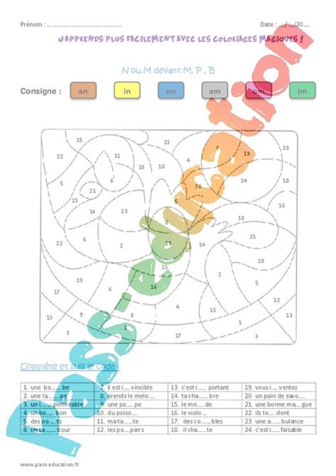 Coloriage Magique M Devant M B P CE2 Cycle 2 Pass Education