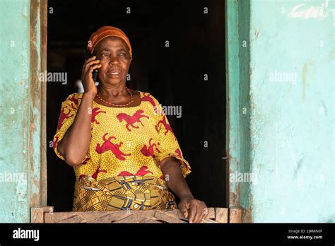 Elderly African Woman Making A Phone Call Stock Photo Alamy