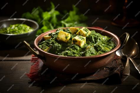 Premium Ai Image Authentic Saag Paneer Indian Food Photography