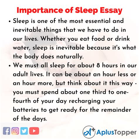 Importance Of Sleep Essay Essay On Importance Of Sleep For Students