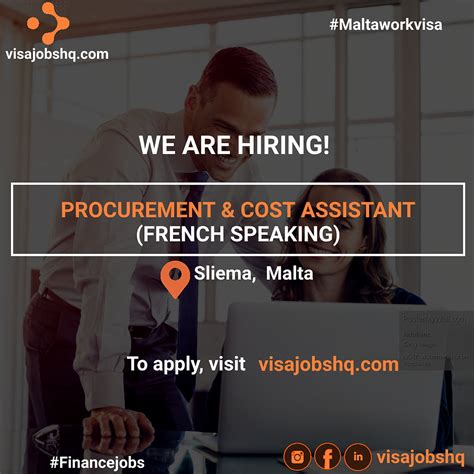 Procurement And Cost Assistant French Speaking In Sliema Relocate