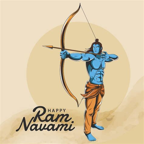 Feliz Festival Ram Navami De La India Vector Premium