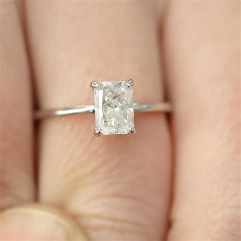 Radiant Cut Diamond Ring Elongated Radiant Cut Engagement Etsy