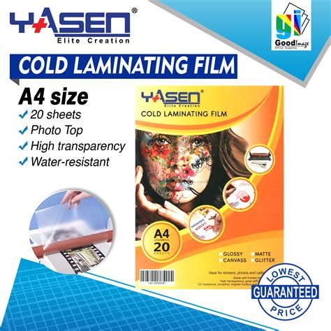 Yasen Cold Laminating Film Photo Top A Sheets Per Pack Lazada Ph